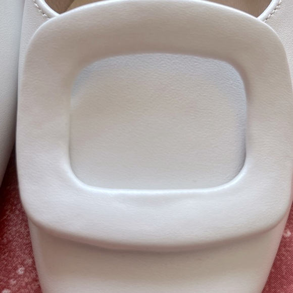 Handmade White Block Heels w/Faux Buckle, 2” Heel. Purchased for $90 on Etsy. - Picture 6 of 9